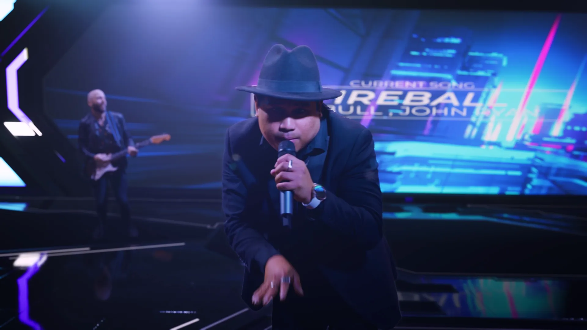 Singer James performing